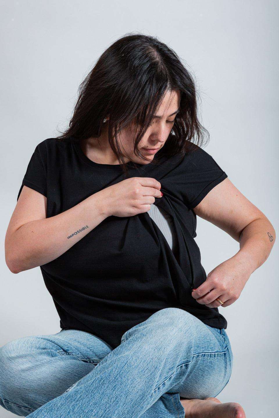 Polera de Lactancia Sahr Negra - Basic - freethemama