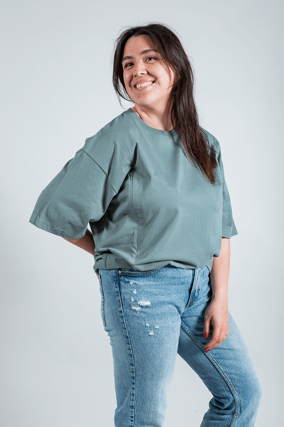 polera de lactancia oversize verde