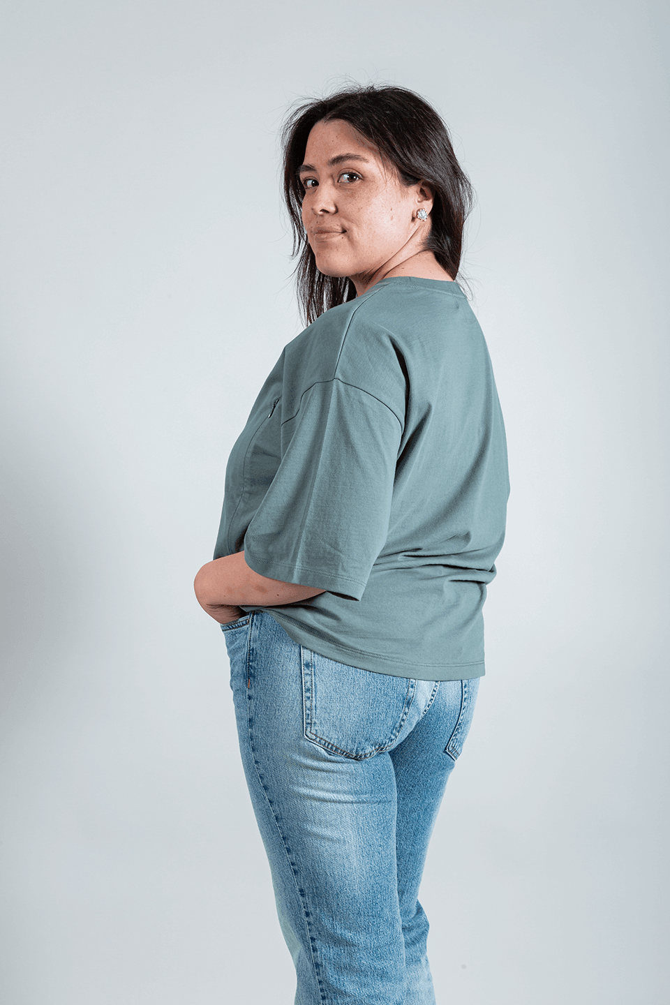 polera de lactancia oversize verde
